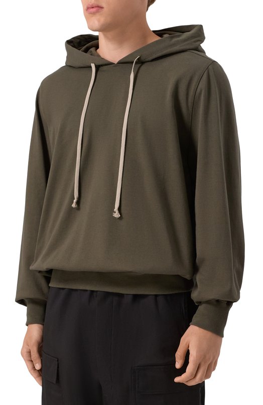 Хлопковое худи Rick Owens RU02E1281/BA Хаки  RU02E1281/BA Фото 3