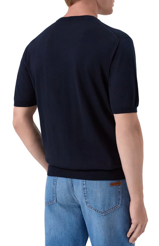 Хлопковый джемпер Kiton UMKXX37 Синий  UMKXX37 Фото 4