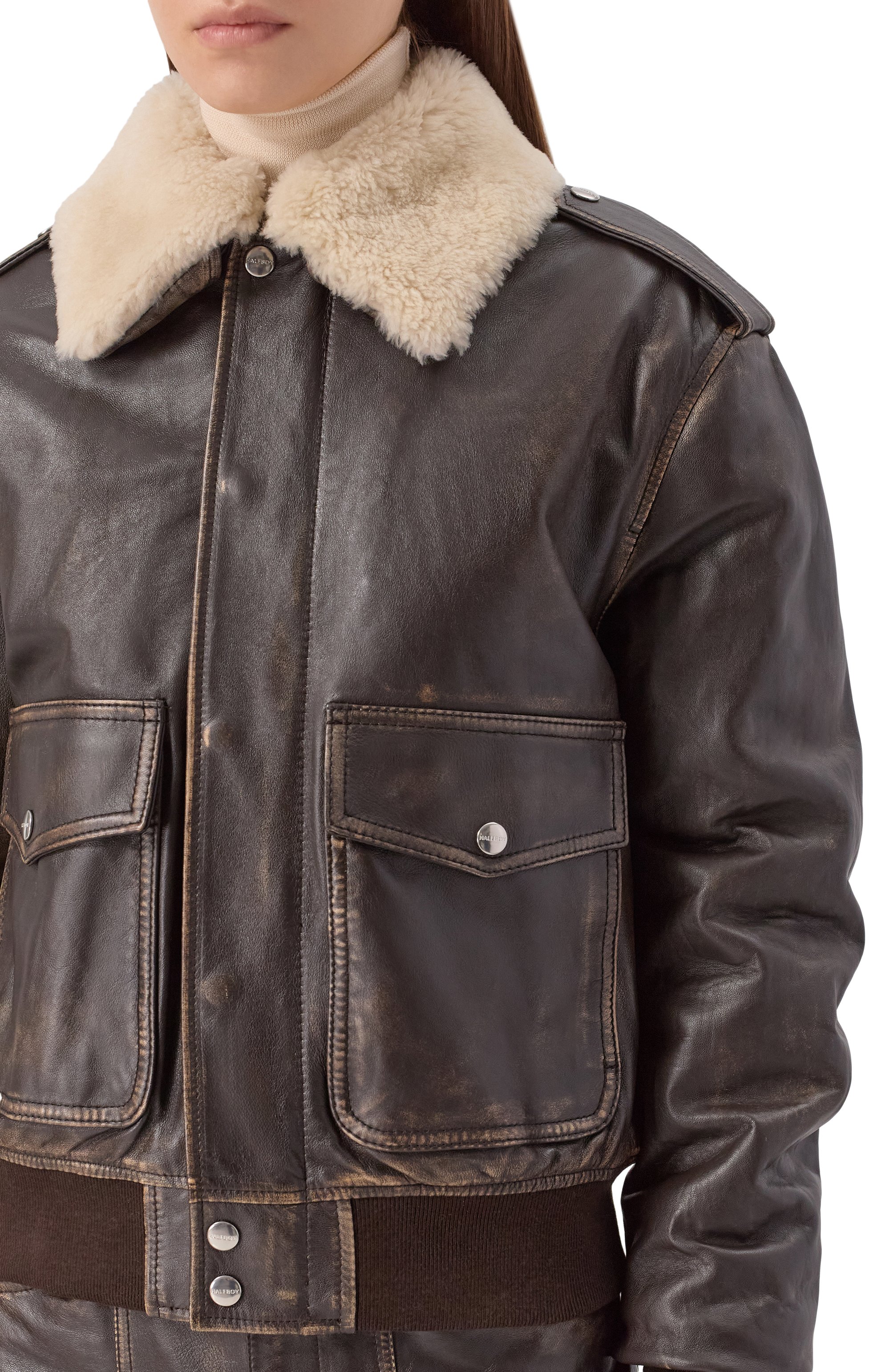 Кожаный бомбер HALFBOY, арт. HF251WL005, фото 5