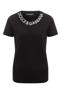 Женская хлопковая футболка DOLCE & GABBANA черного цве�та, арт. F8T00Z/FUGK4 | Фото 1 (Рукава: Короткие; Региональные ограничения белый список (Axapta Mercury): Не проставлено; Материал внешний: Синтетический материал, Хлопок; Длина (для топов): Стандартные; Принт: С принтом; Материал сплава: Проставлено; Нос: Не проставлено; Стили: Спорт-шик; Женское Кросс-КТ: Футболка-одежда; Драгоценные камни: Проставлено)