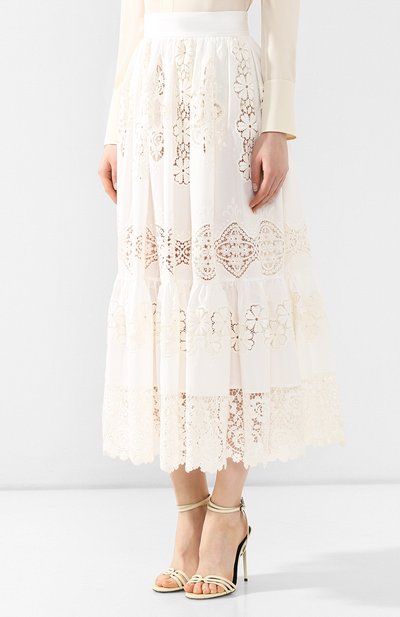 Хлопковая юбка DOLCE & GABBANA белого цвета по цене 246000 руб., арт. F4BHYZ/FGMFH, фото 3 Хлопковая юбка DOLCE & GABBANA, арт. F4BHYZ/FGMFH, фото 3
