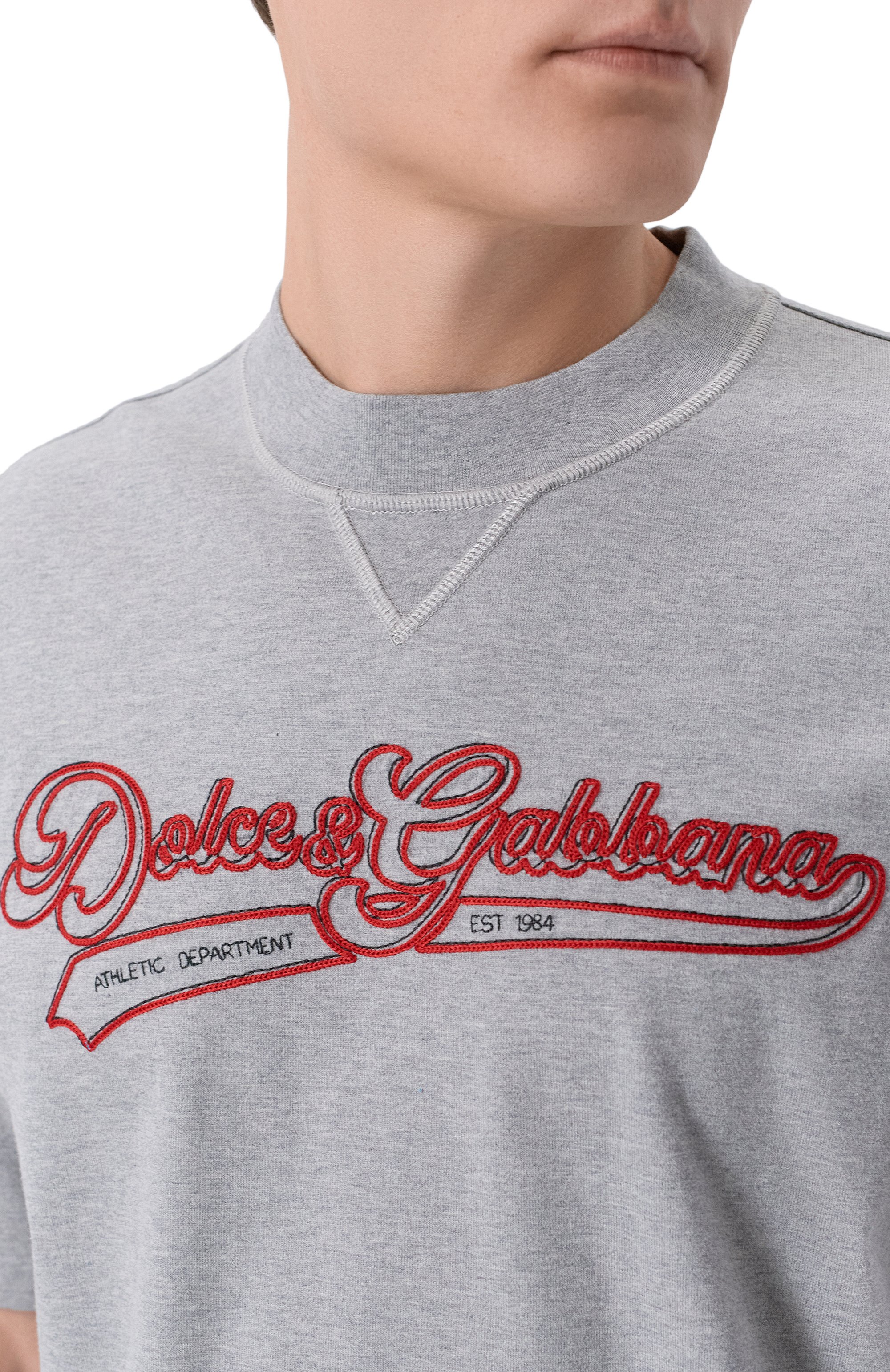 Хлопковая футболка DOLCE & GABBANA серого цвета по цене 85850 руб., арт. G8T06Z/G7P0N, фото 5 Хлопковая футболка DOLCE & GABBANA, арт. G8T06Z/G7P0N, фото 5