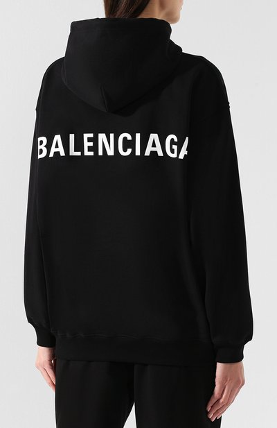 Хлопковое худи BALENCIAGA черного цвета по цене 55100 руб., арт. 556113/TAV37, фото 4 Хлопковое худи BALENCIAGA, арт. 556113/TAV37, фото 4