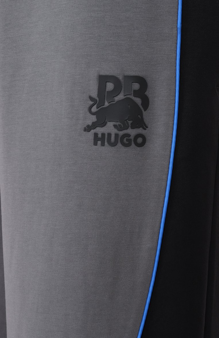 Мужские хлопковые брюки hugo x rb HUGO темно-серого цвета, арт. 50542822 | Фото 6 (Материал внешний: Хлопок, Синтетический материал; Длина (брюки, джинсы): Стандартные; Стили: Спорт-шик, Кэжуэл; Случай: Повседневный)
