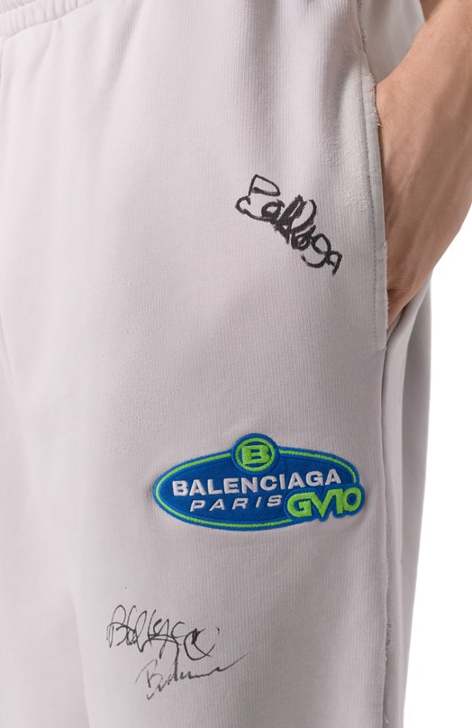 Хлопковые брюки Balenciaga 846917/TTVE4 Серый  846917/TTVE4 Фото 5