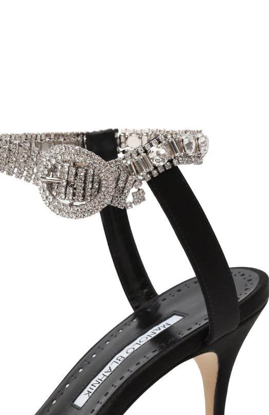 Текстильные босоножки Asasan 90 Manolo Blahnik 424-1930/SAT Чёрный  424-1930/SAT Фото 7