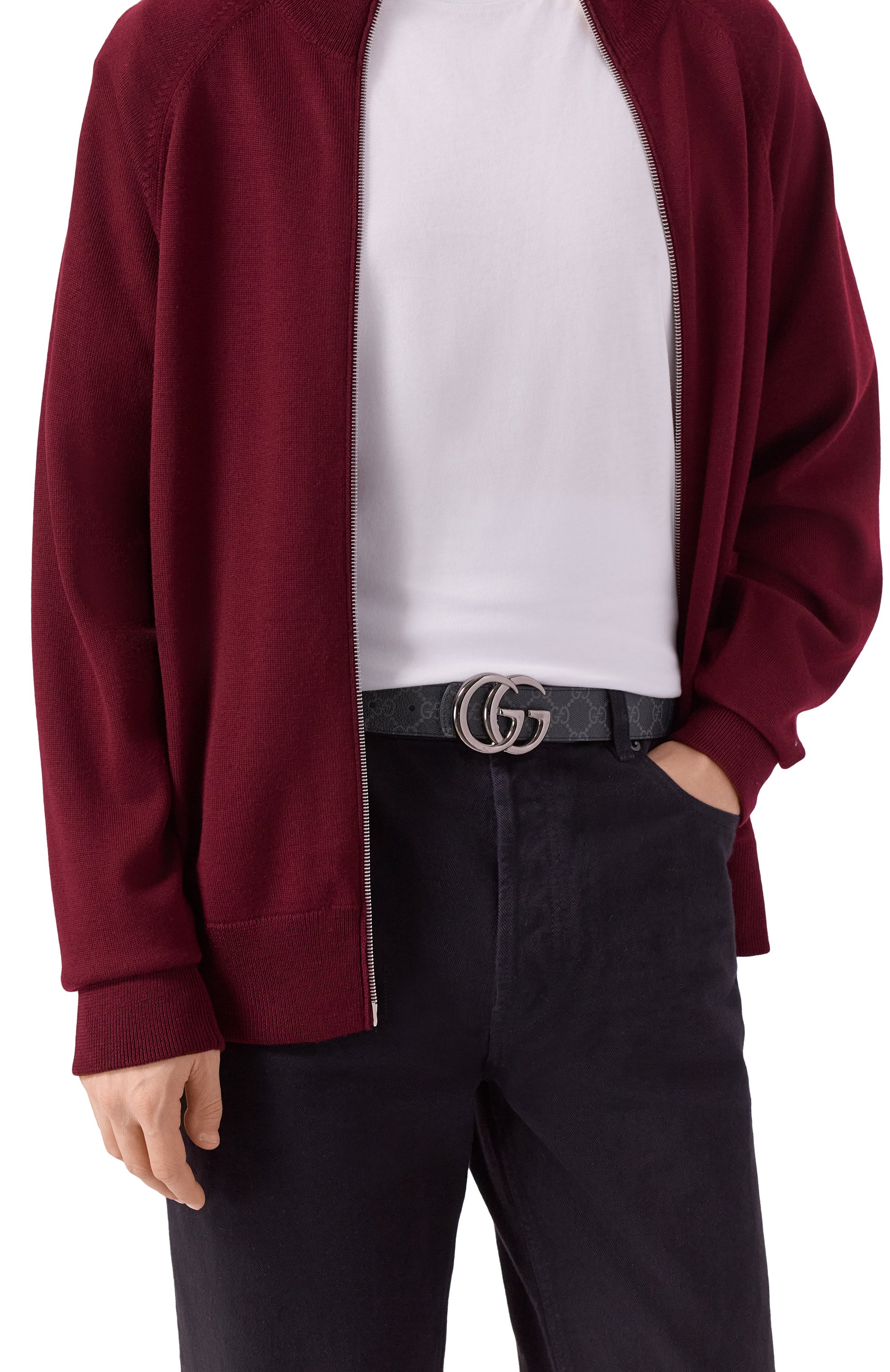 Двусторонний ремень GUCCI черного цвета по цене 74200 руб., арт. 838593/FAEWZ, фото 2 Двусторонний ремень GUCCI, арт. 838593/FAEWZ, фото 2