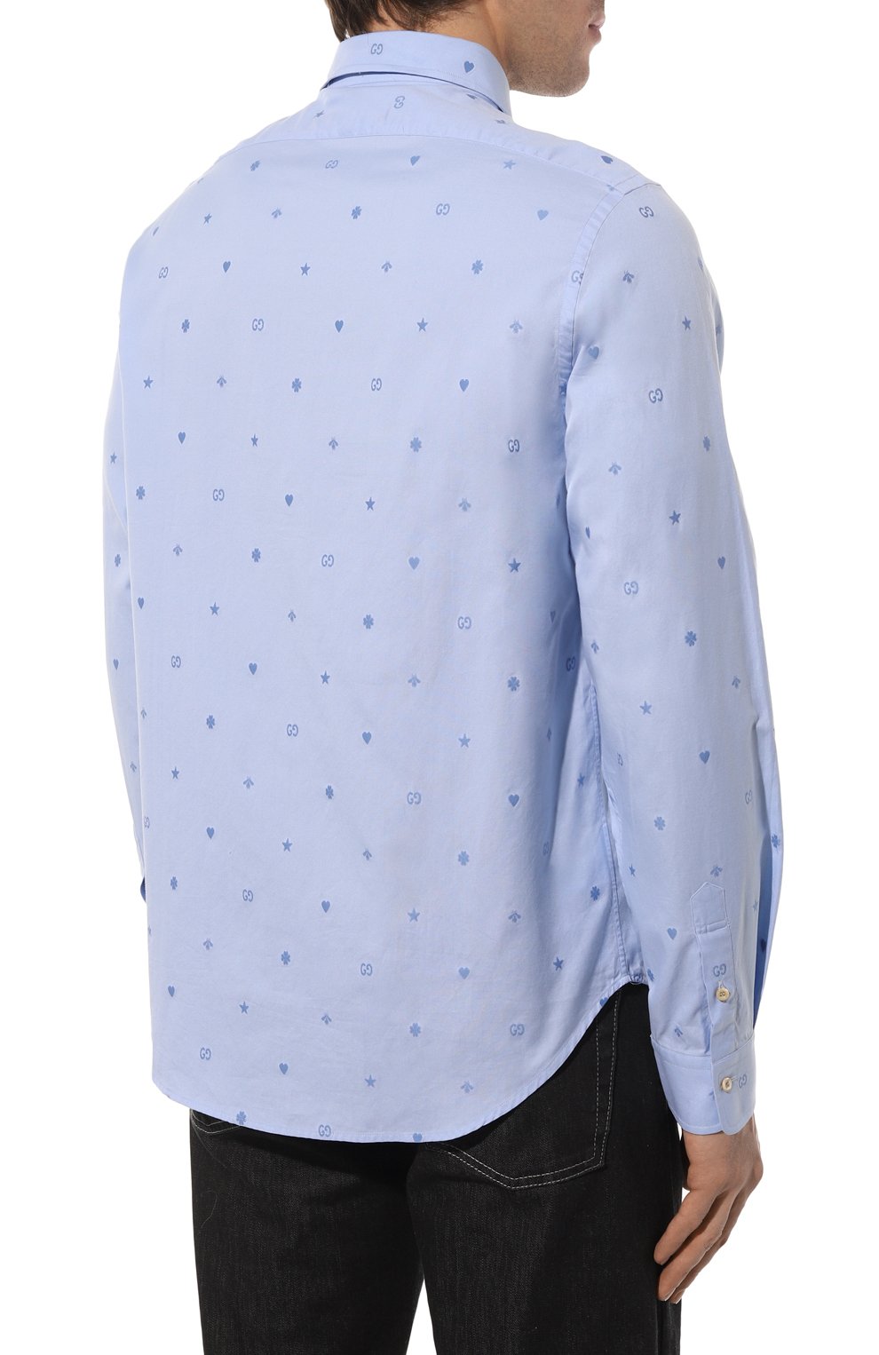 Хлопковая рубашка GUCCI голубого цвета по цене 83520 руб., арт. 597962 ZAC24, фото 4 Хлопковая рубашка GUCCI, арт. 597962 ZAC24, фото 4
