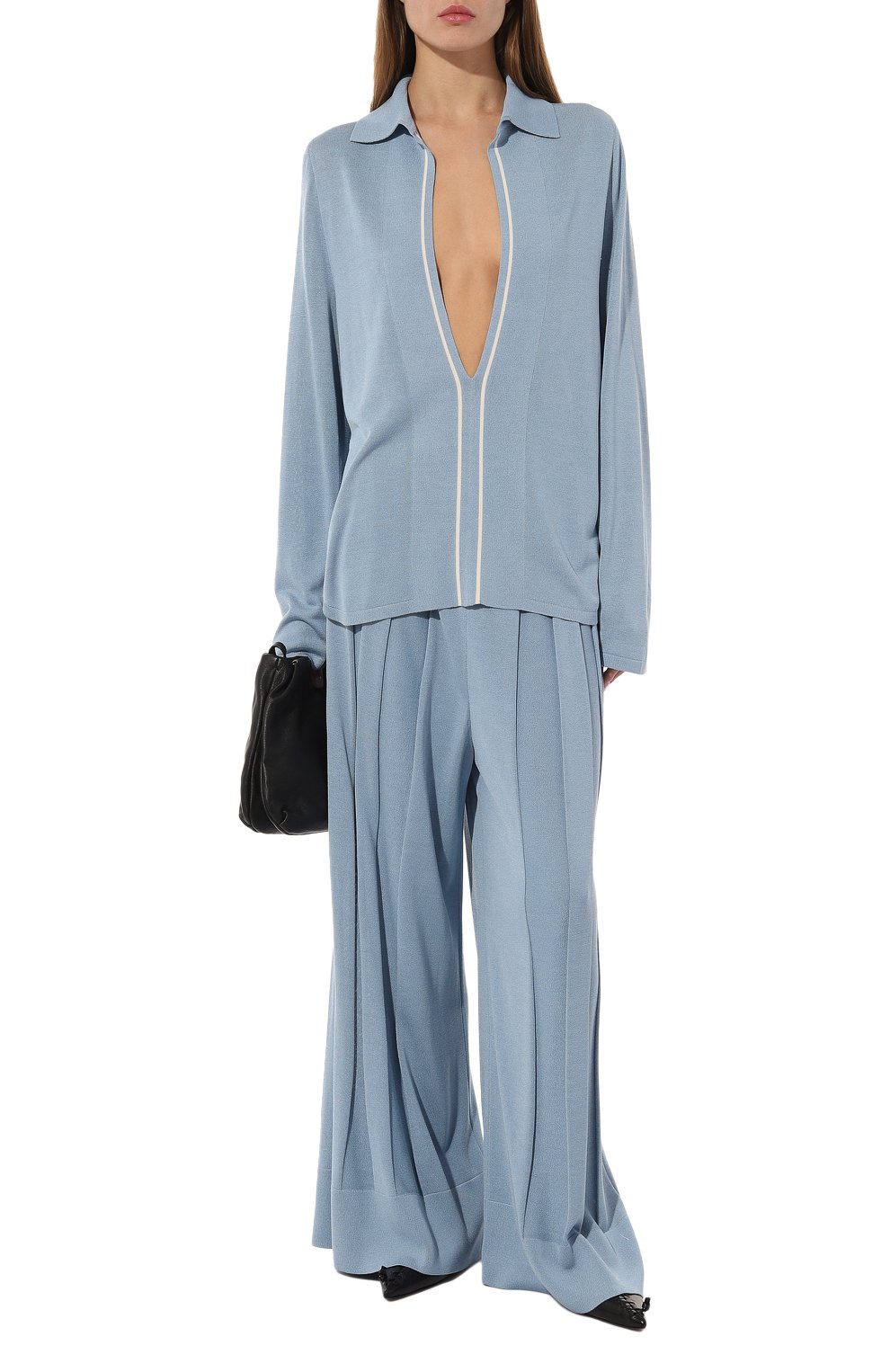 Пуловер из шелка и вискозы FREEAGE голубого цвета по цене 53480 руб., арт. S22.JM016.6070.400, фото 2 Пуловер из шелка и вискозы FREEAGE, арт. S22.JM016.6070.400, фото 2