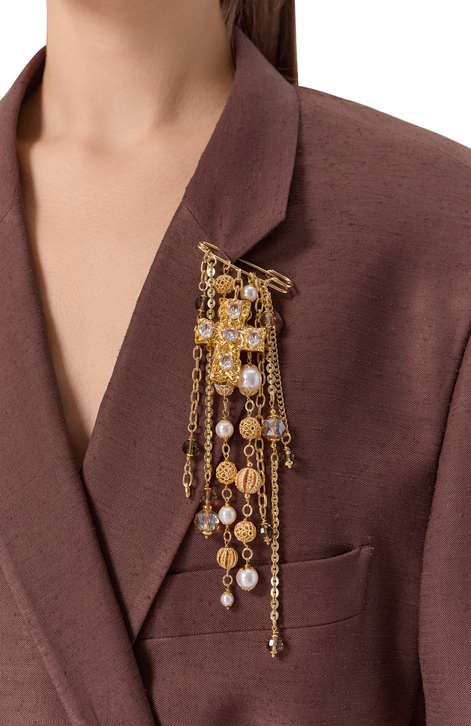 Брошь cross BLUEJAY золотого цвета по цене 17600 руб., арт. BRO-CR, фото 2 Брошь cross BLUEJAY, арт. BRO-CR, фото 2