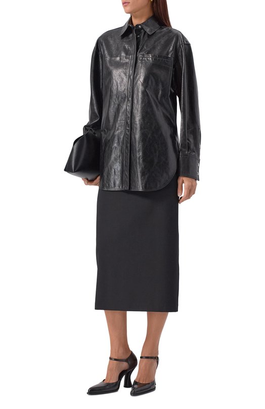 Кожаная рубашка Sportmax B0REL Чёрный  B0REL Фото 2