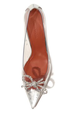 Женские туфли rosie 95 AMINA MUADDI прозрачного цвета, арт. R0SIE GLASS PUMP 95/PVC | Фото 6 (Материал внешний: Экокожа; Каблук высота: Высокий; Материал внутренний: Натуральная кожа; Материал сплава: Проставлено; Каблук тип: Фигурный; Подошва: Плоская; Драгоценные камни: Проставлено)