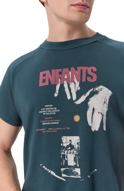 Хлопковая футболка Enfants Riches Deprimes 010-875/C0TT0N Синий  010-875/C0TT0N Фото 5
