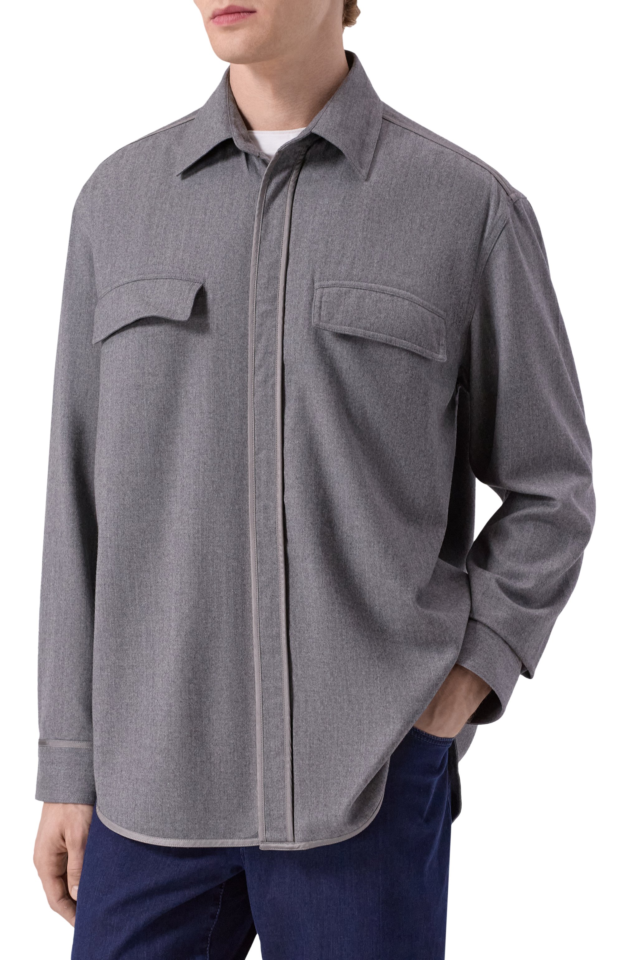 Рубашка из шерсти и шелка ZILLI, арт. SP0H01M024591001A, фото 3