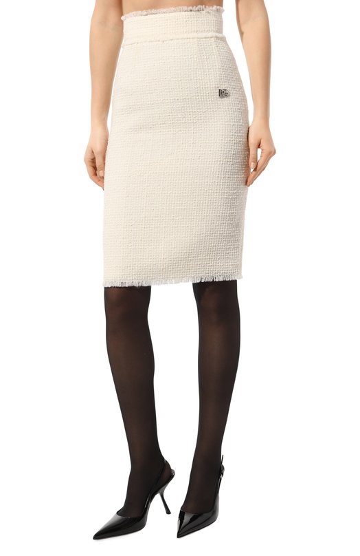 Шерстяная юбка Dolce & Gabbana F4CJCT/GDCAW Кремовый  F4CJCT/GDCAW Фото 3