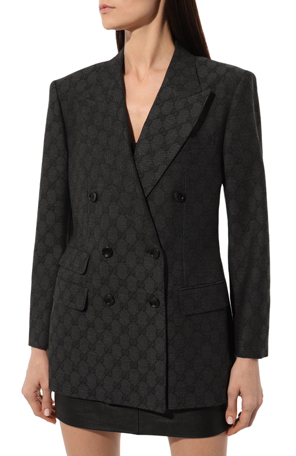 Шерстяной жакет GUCCI темно-серого цвета по цене 414500 руб., арт. 715184/ZAKF8, фото 3 Шерстяной жакет GUCCI, арт. 715184/ZAKF8, фото 3