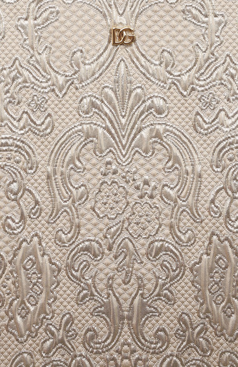 Детское платье DOLCE & GABBANA золотого цвета, арт. L53DS3/FJMWE/8-14 | Фото 3 (Материал внешний: Синтетический материал, Вискоза; Рукава: Короткие; Материал подклада: Шелк; Случай: Вечерний; Автоматизация состава: Проставлено; Автоматизация ТО: Проставлено)