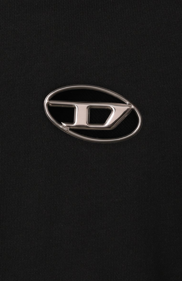 Женский хлопковая толстовка DIESEL черного цвета, арт. A16842/0BMBJ | Фото 6 (Рукава: Длинные; Драгоценные камни: Проставлено; Длина (для топов): Стандартные; Материал сплава: Проставлено; Женское Кросс-КТ: Кардиган-одежда; Стили: Гранж; Материал внешний: Хлопок)