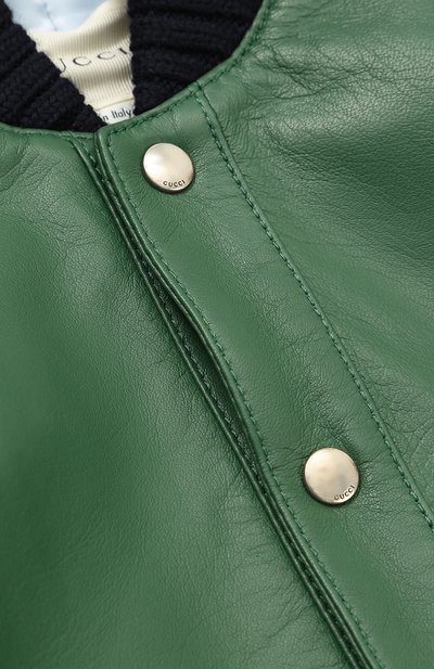 Кожаный бомбер с контрастными манжетами GUCCI, арт. 459224/XG355, фото 3