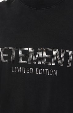 Мужского хлопковая футболка VETEMENTS черного цвета, арт. UE54TR180B | Фото 5 (Региональные ограничения белый список (Axapta Mercury): Не проставлено; Принт: С принтом; Нос: Не проставлено; Материал внешний: Хлопок; Стили: Спорт-шик; Женское Кросс-КТ: Футболка-одежда)