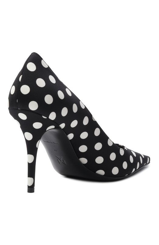 Текстильные туфли Barbara 90 Amina Muaddi BARBARA PUMP 90/SATIN Чёрно-белый  BARBARA PUMP 90/SATIN Фото 5