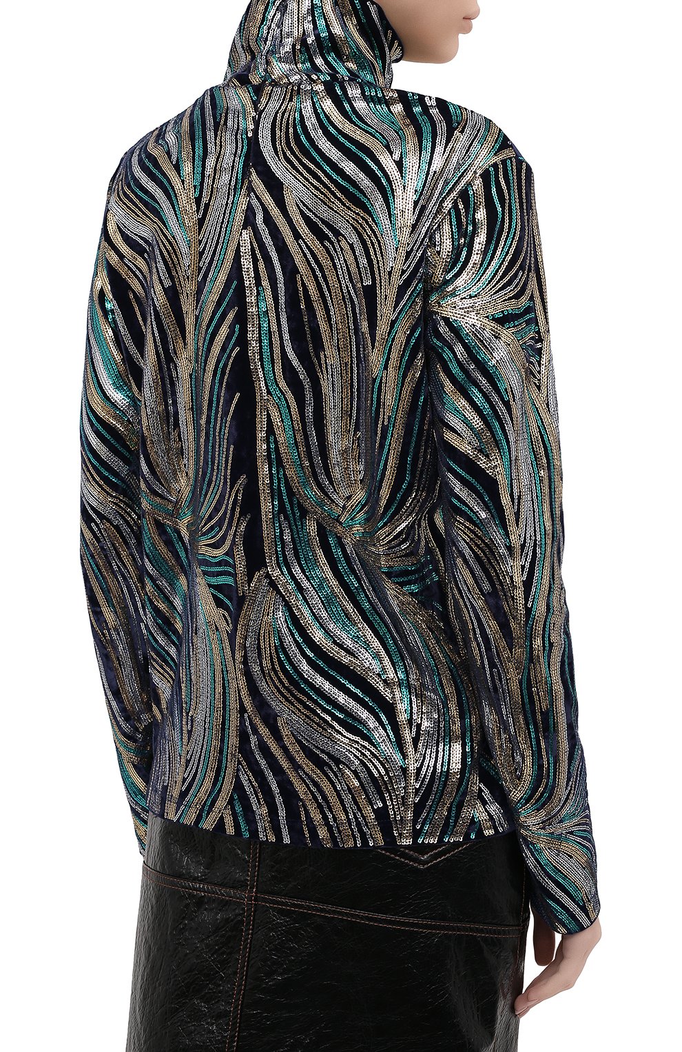 Водолазка с пайетками DRIES VAN NOTEN синего цвета по цене 78400 руб., арт. 202-11135-1316, фото 4 Водолазка с пайетками DRIES VAN NOTEN, арт. 202-11135-1316, фото 4