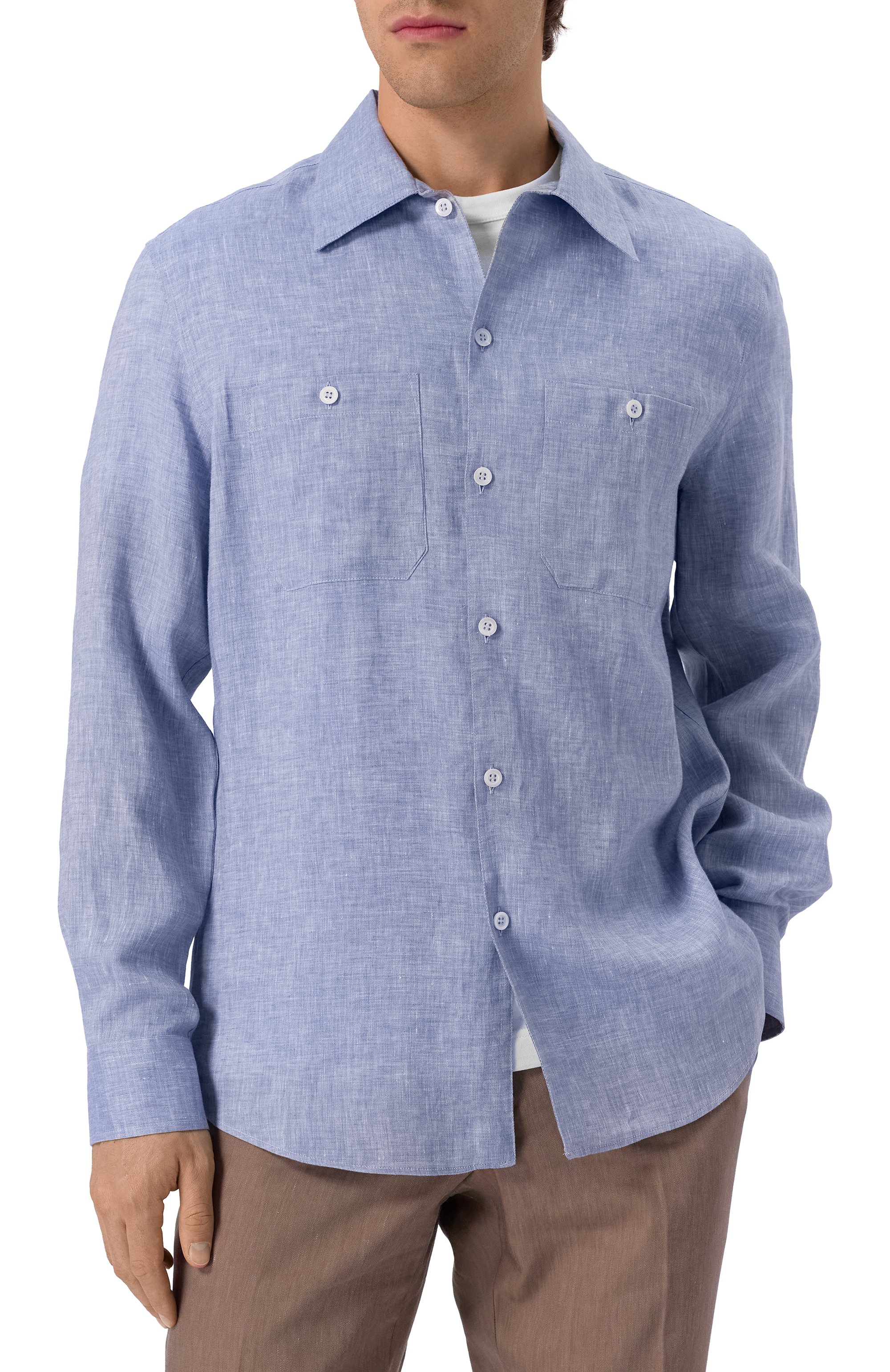 Льняная рубашка BRUNELLO CUCINELLI, арт. MM6840658, фото 3