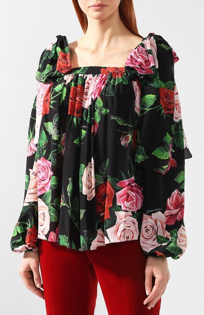 Шелковая блуза DOLCE & GABBANA разноцветного цвета по цене 117000 руб., арт. F73G6T/HS103, фото 3 Шелковая блуза DOLCE & GABBANA, арт. F73G6T/HS103, фото 3
