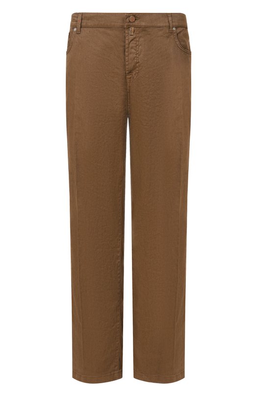 Брюки изо льна и хлопка Kiton UPR005LK0603H Коричневый UPR005LK0603H