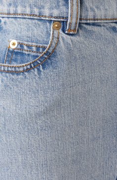 Женская джинсовая юбка BALMAIN голубого цвета, арт. EF1LD460/DF23 | Фото 6 (Драгоценные камни: Проставлено; Длина Ж (юбки, платья, шорты): Миди; Материал сплава: Проставлено; Материал внешний: Деним, Хлопок; Кросс-КТ: Деним; Стили: Кэжуэл)