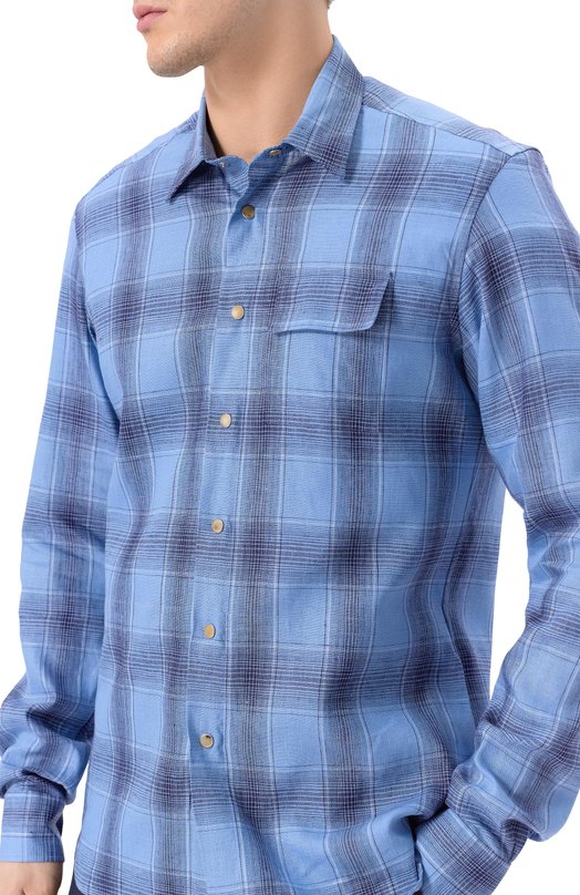 Льняная рубашка Kiton UMCBUBAH0926401_5XL-8XL Голубой  UMCBUBAH0926401_5XL-8XL Фото 5