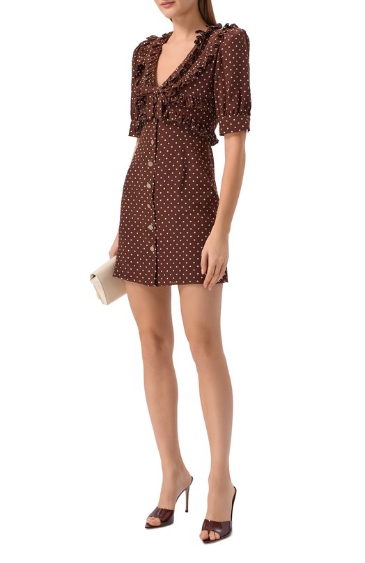 Шелковое платье Alessandra Rich FABX4297/F4686 Коричневый  FABX4297/F4686 Фото 2