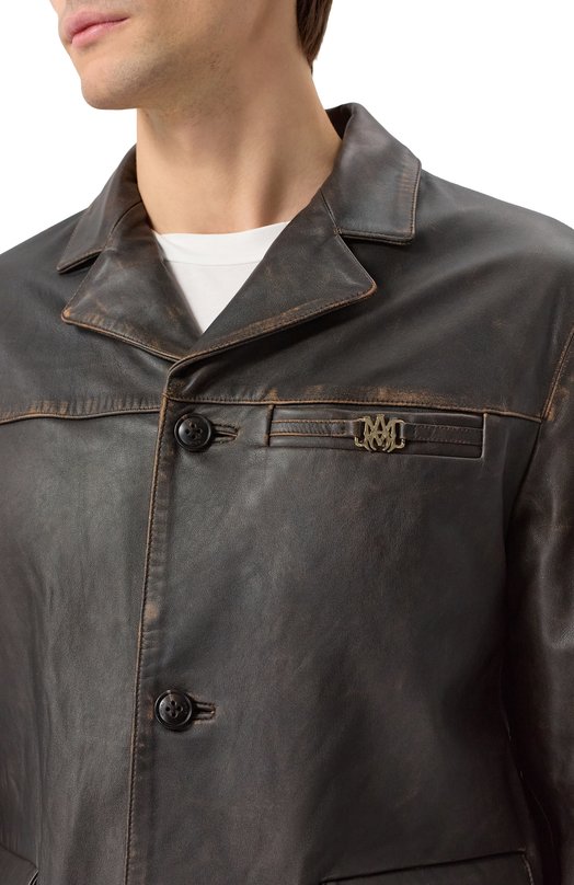 Кожаная куртка Amiri AMLTJT1004 Коричневый  AMLTJT1004 Фото 5