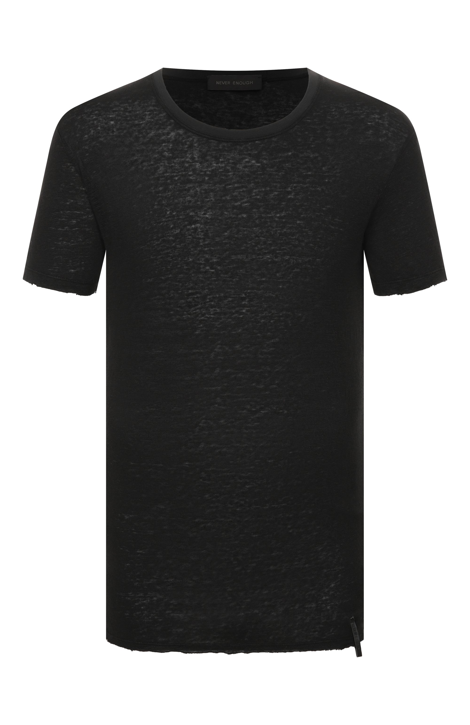 Льняная футболка NEVER ENOUGH черного цвета по цене 17650 руб., арт. 2B5M036-148/MTH068 K346, фото 1 Льняная футболка NEVER ENOUGH, арт. 2B5M036-148/MTH068 K346, фото 1