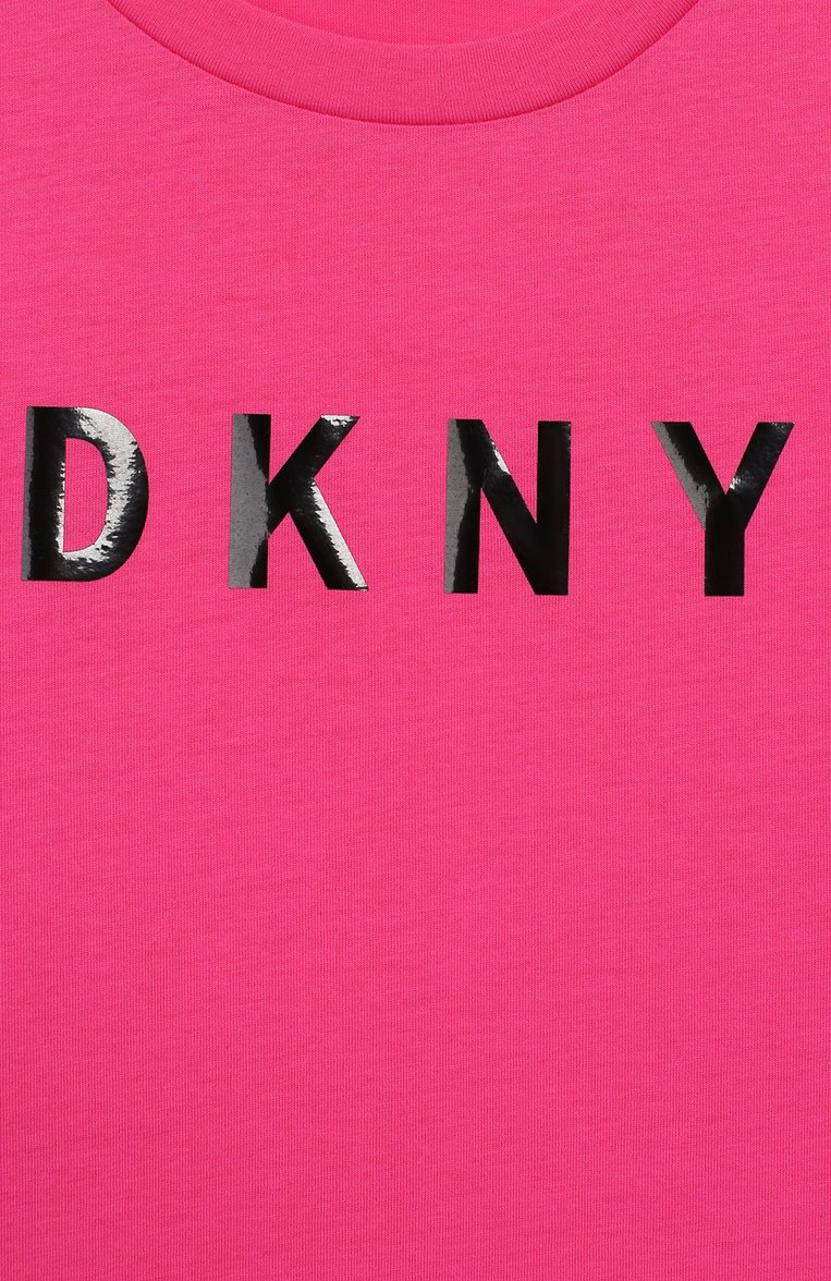 Детское платье DKNY розового цвета, арт. D32752/476 SS20 | Фото 3 (Материал внешний: Хлопок, Синтетический материал; Случай: Повседневный; Рукава: Короткие; Принт: С принтом; Девочки Кросс-КТ: Платье-одежда; Материал сплава: Проставлено; Драгоценные камни: Проставлено; Ростовка одежда: 10 - 11 лет | 140 - 146см, 12 лет | 152 см, 13 - 15 лет | 158 см, 16 лет | 164 см, 8 лет | 128 см)