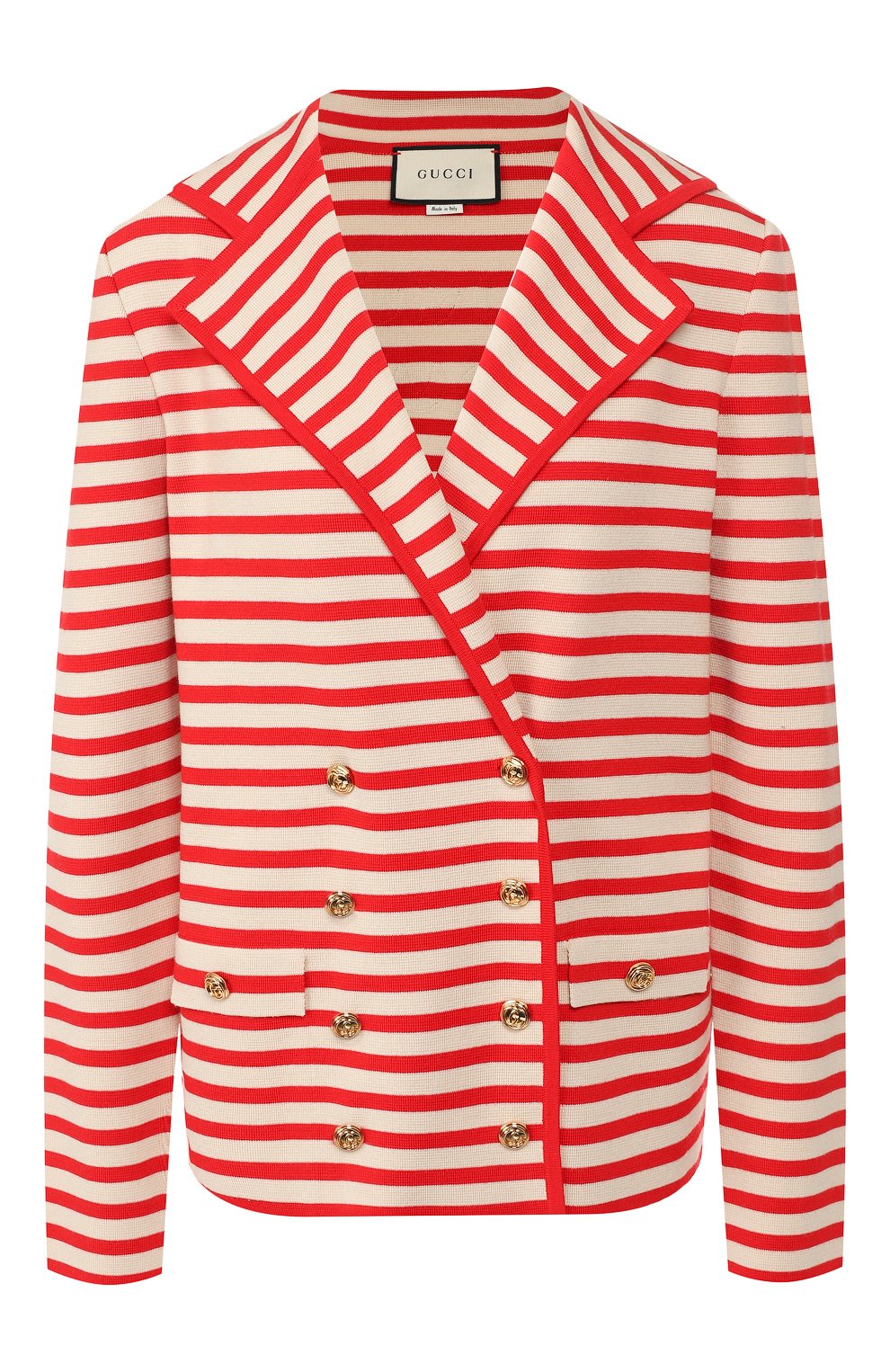 Шерстяной жакет GUCCI красного цвета по цене 158000 руб., арт. 572593/XKALW, фото 1 Шерстяной жакет GUCCI, арт. 572593/XKALW, фото 1