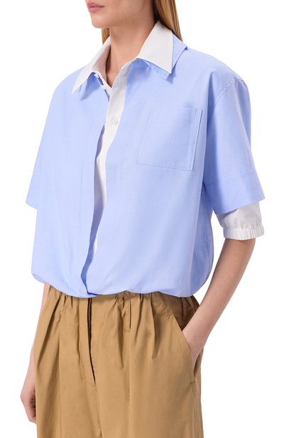 Хлопковая рубашка DOROTHEE SCHUMACHER голубого цвета по цене 49950 руб., арт. 448516, фото 3 Хлопковая рубашка DOROTHEE SCHUMACHER, арт. 448516, фото 3