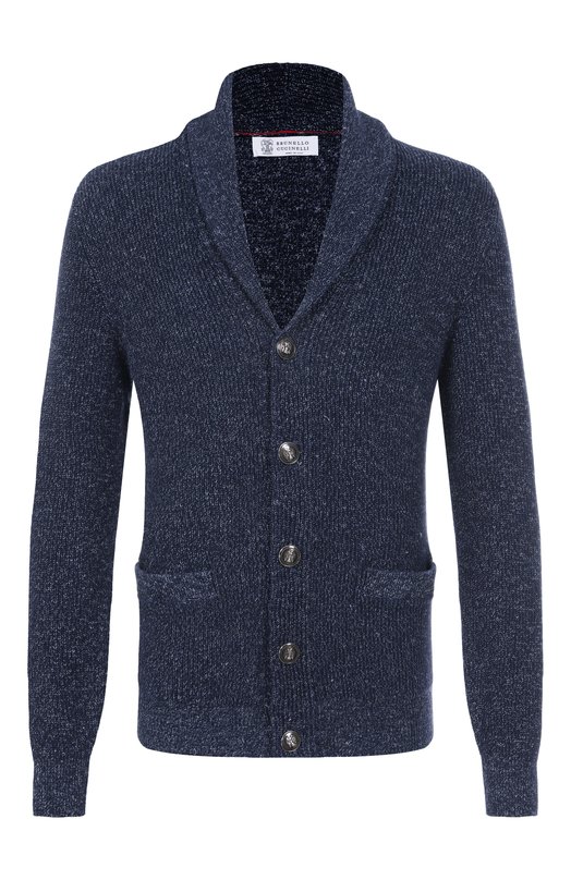 Кардиган из хлопка и льна Brunello Cucinelli MCH709006P Синий MCH709006P