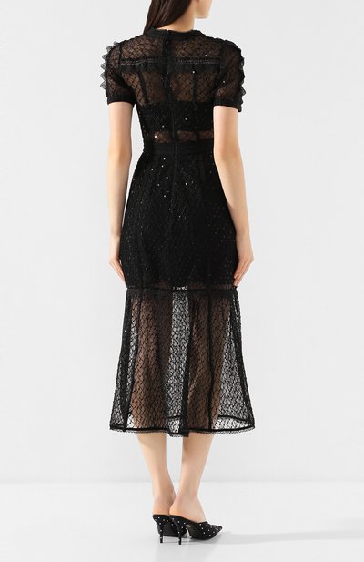 Платье-миди SELF-PORTRAIT черного цвета по цене 47750 руб., арт. RS20-076, фото 4 Платье-миди SELF-PORTRAIT, арт. RS20-076, фото 4