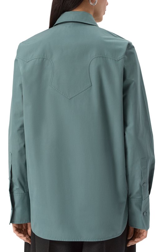 Хлопковая блузка Jil Sander J03DL0196-J45002 Голубой  J03DL0196-J45002 Фото 4