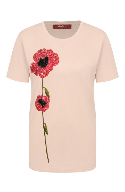 Хлопковая футболка Max Mara Studio LAGHI Розовый LAGHI
