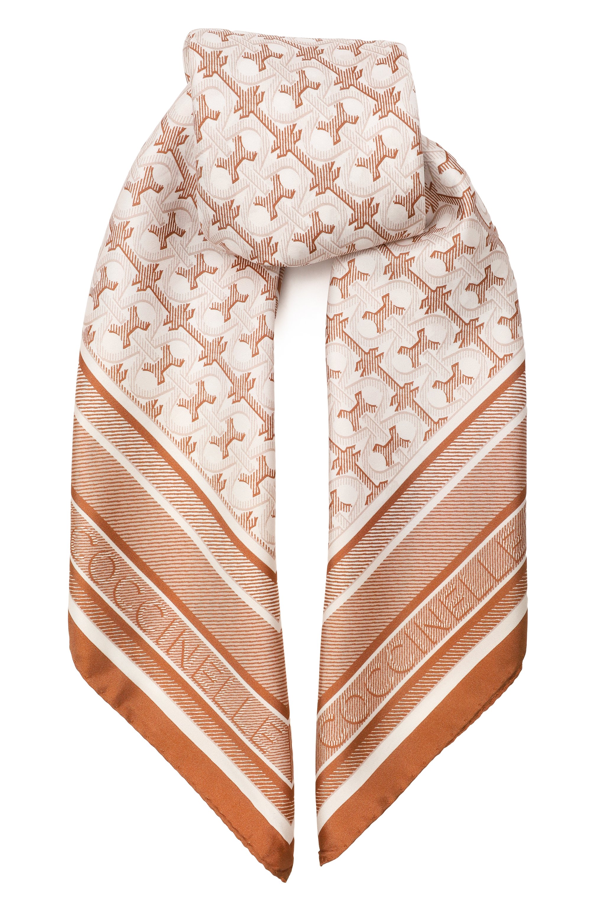 Шелковый платок COCCINELLE бежевого цвета по цене 15950 руб., арт. E7SKY380101, фото 1 Шелковый платок COCCINELLE, арт. E7SKY380101, фото 1