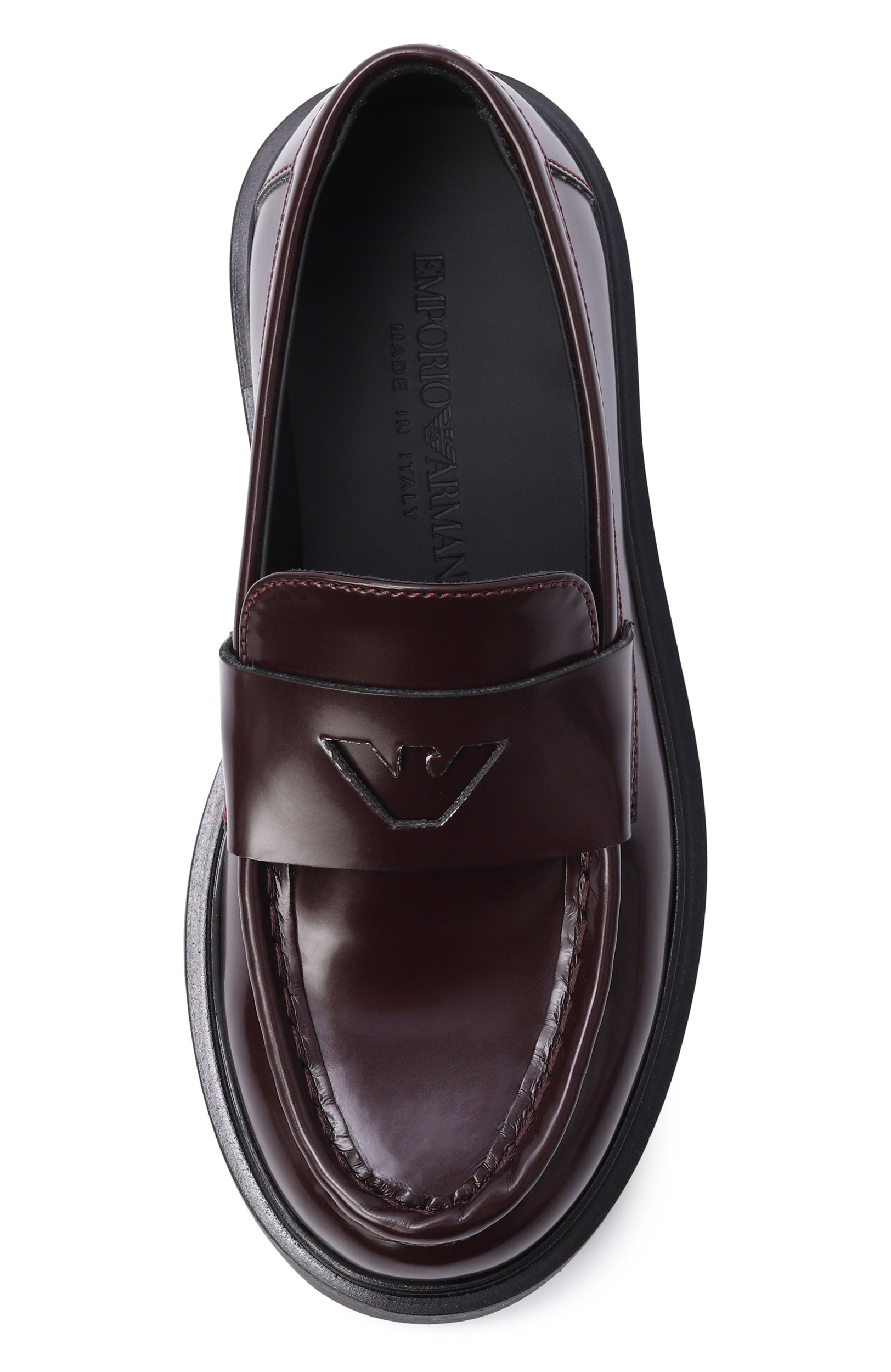 Лоферы EMPORIO ARMANI бордового цвета по цене 42950 руб., арт. EB001676/AF28380, фото 4 Лоферы EMPORIO ARMANI, арт. EB001676/AF28380, фото 4