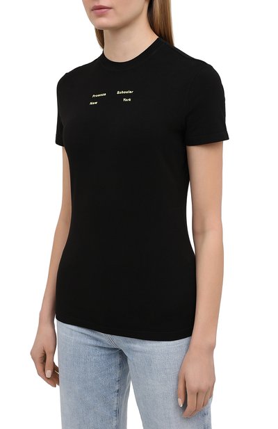 Хлопковая футболка PROENZA SCHOULER WHITE LABEL черного цвета по цене 17550 руб., арт. WL2114226-JC144, фото 3 Хлопковая футболка PROENZA SCHOULER WHITE LABEL, арт. WL2114226-JC144, фото 3
