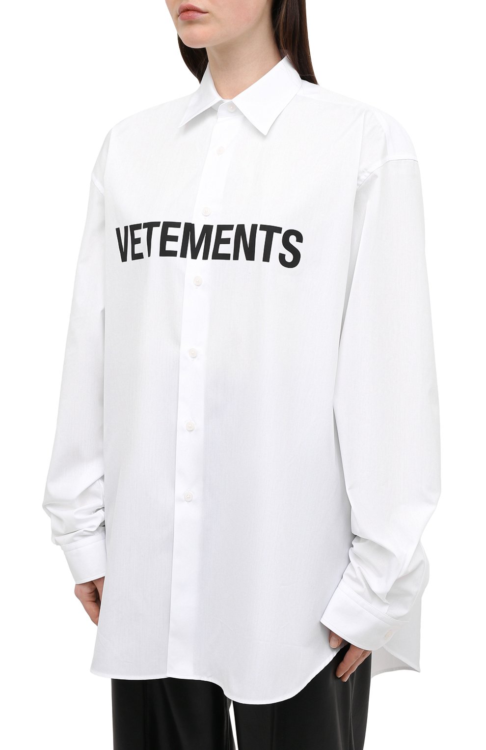 Хлопковая рубашка VETEMENTS белого цвета по цене 59900 руб., арт. UE51SH300W 1004/W, фото 3 Хлопковая рубашка VETEMENTS, арт. UE51SH300W 1004/W, фото 3
