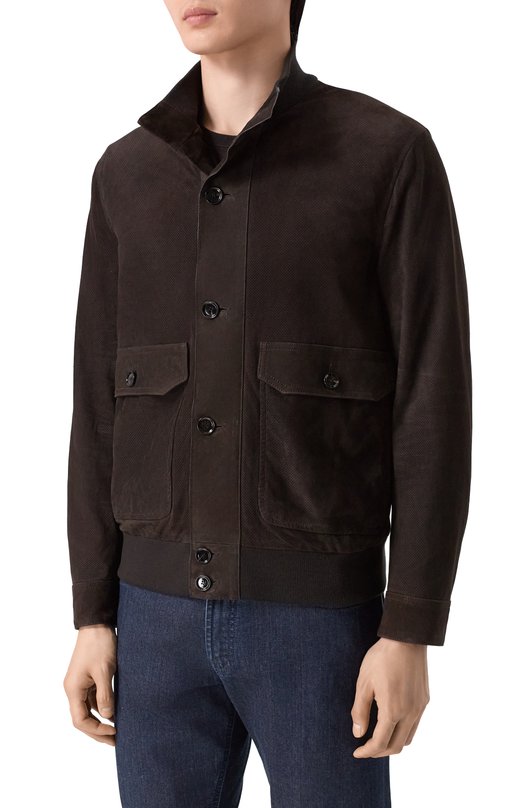 Замшевый бомбер Brioni PLCU0L/PD714 Коричневый  PLCU0L/PD714 Фото 3