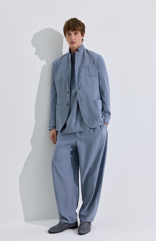 Шелковые брюки Giorgio Armani GM003240/TE10081 Голубой  GM003240/TE10081 Фото 6