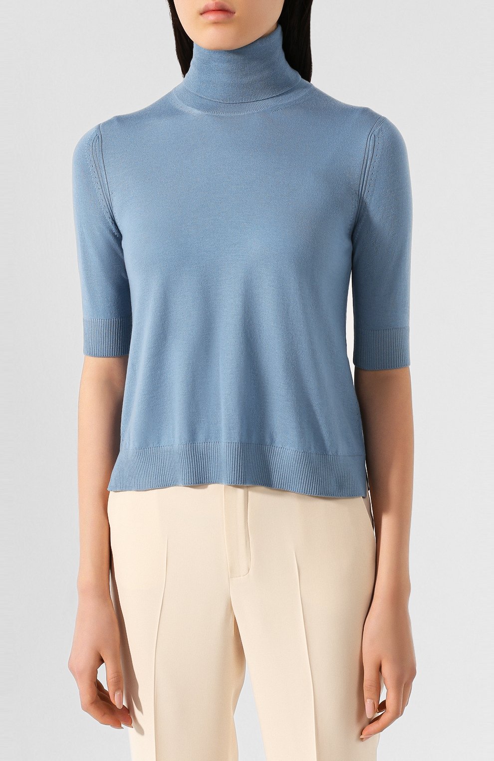 Кашемировый пуловер LORO PIANA голубого цвета по цене 126500 руб., арт. FAL0175, фото 3 Кашемировый пуловер LORO PIANA, арт. FAL0175, фото 3