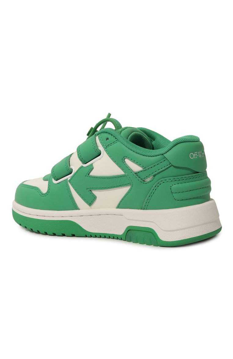 Детские кожаные кеды OFF-WHITE зеленого цвета, арт. 0BIA008S24LEA001/28-34 | Фото 6 (Материал внутренний: Текстиль; Нос: Не проставлено; Кросс-КТ: велькро; Мальчики Кросс-КТ: Обувь-низкие; Материал внешний: Натуральная кожа)