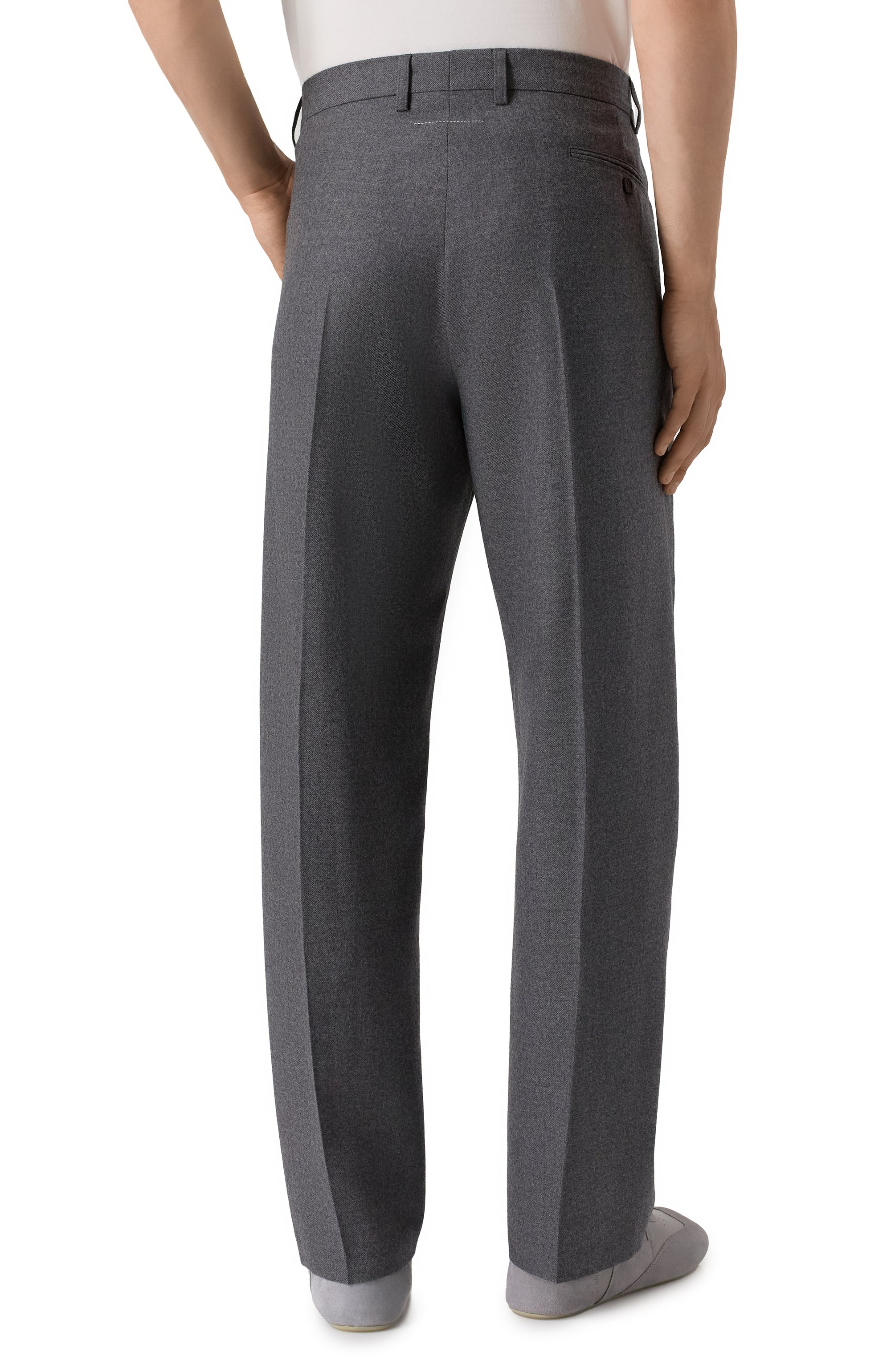 Шерстяные брюки MM6 темно-серого цвета по цене 88800 руб., арт. SH0KA0052/M35466, фото 4 Шерстяные брюки MM6, арт. SH0KA0052/M35466, фото 4